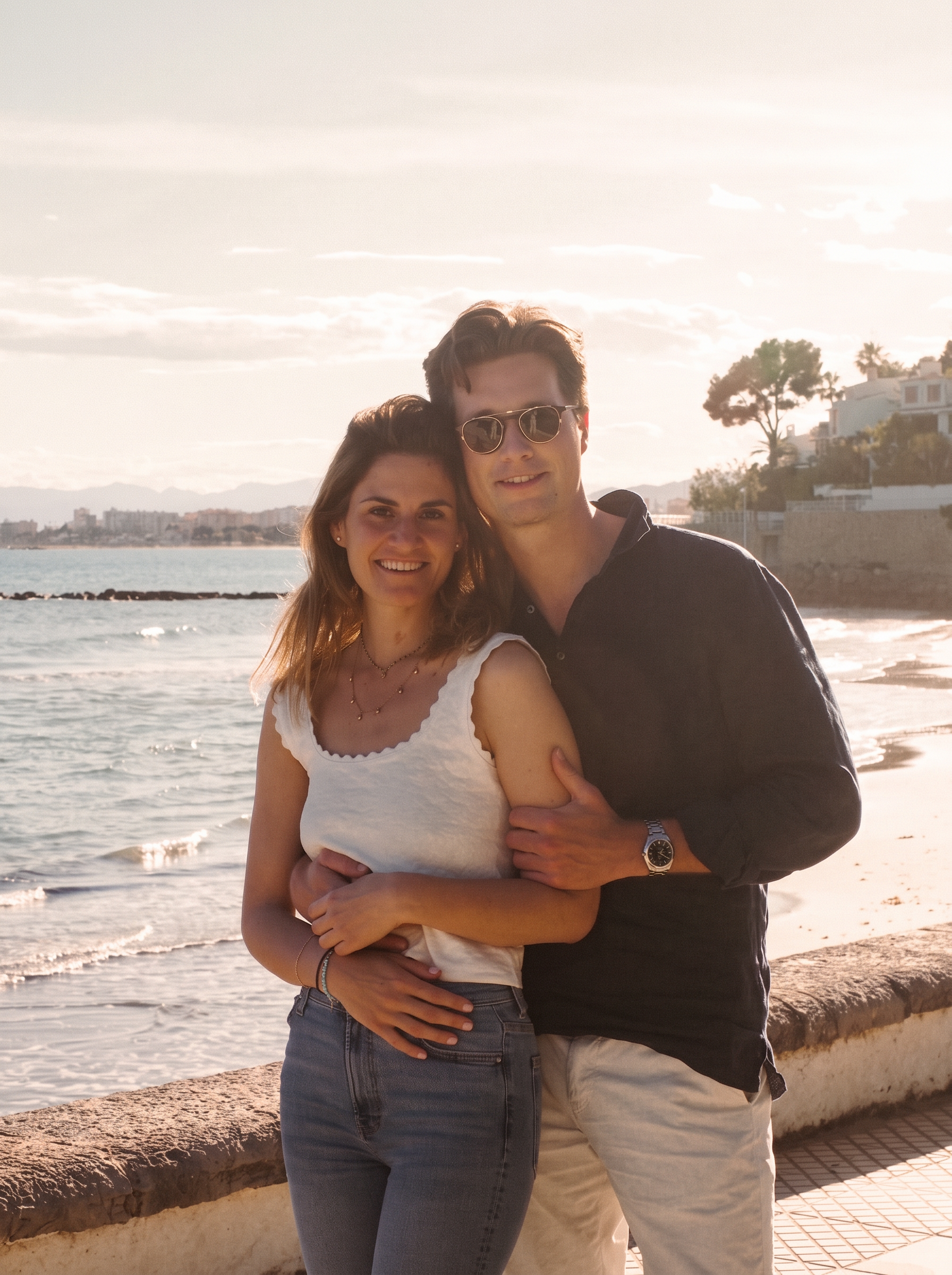 Alba and Sébastien together by the sea in Benicàssim